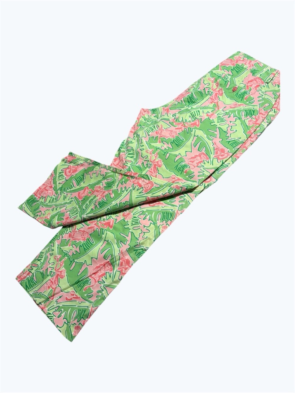 Lilly Pulitzer Pink and Green Tropical Monkey Capri Pants    NWOT    size 10 - Picture 7 of 12
